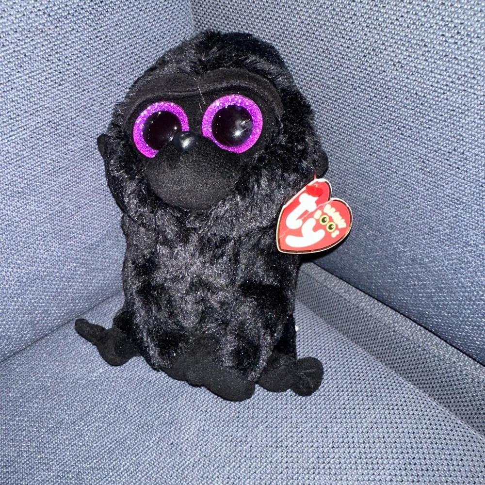 Ty Beanie Boo's George the Gorilla Plush Toy, Black & Purple NEW - Picture 5 of 11